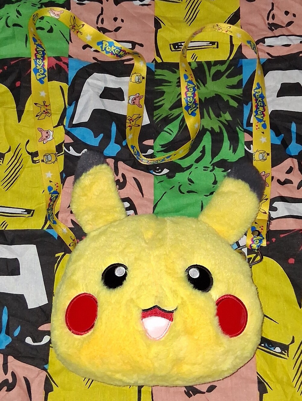 Pikachu Pokemon Plush Head Mini Purse Bag
